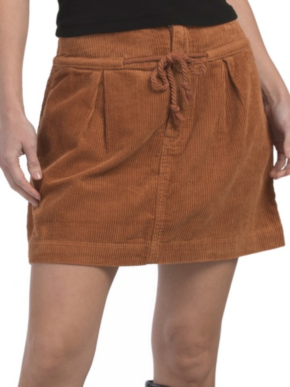 New Jacquie Corduroy Drawstring A-Line Skirt - Brown